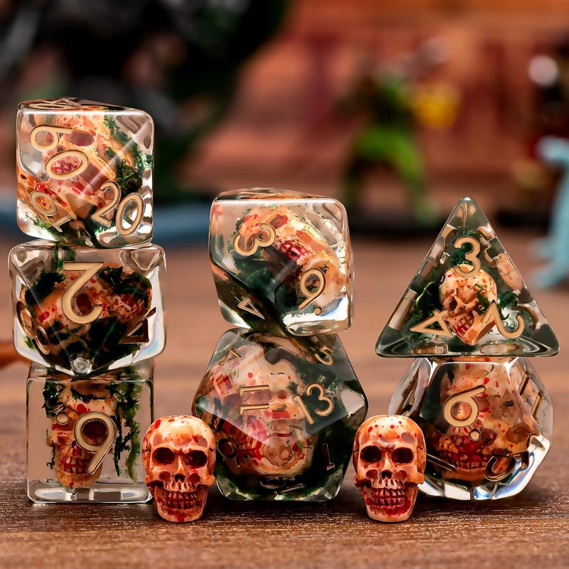 weyano Resin DND Skull Dice Set, D&D Polyhedral Dice for Dungeons and Dragons RPG, MTG Role Playing Games D and D Dice 7pc D20 D12 D10 D8 D6 D4 - Image 3